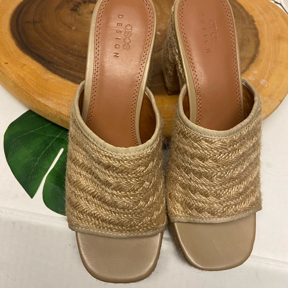 ASOS Raffia Burlap Block Heels - Picture 4 of 12